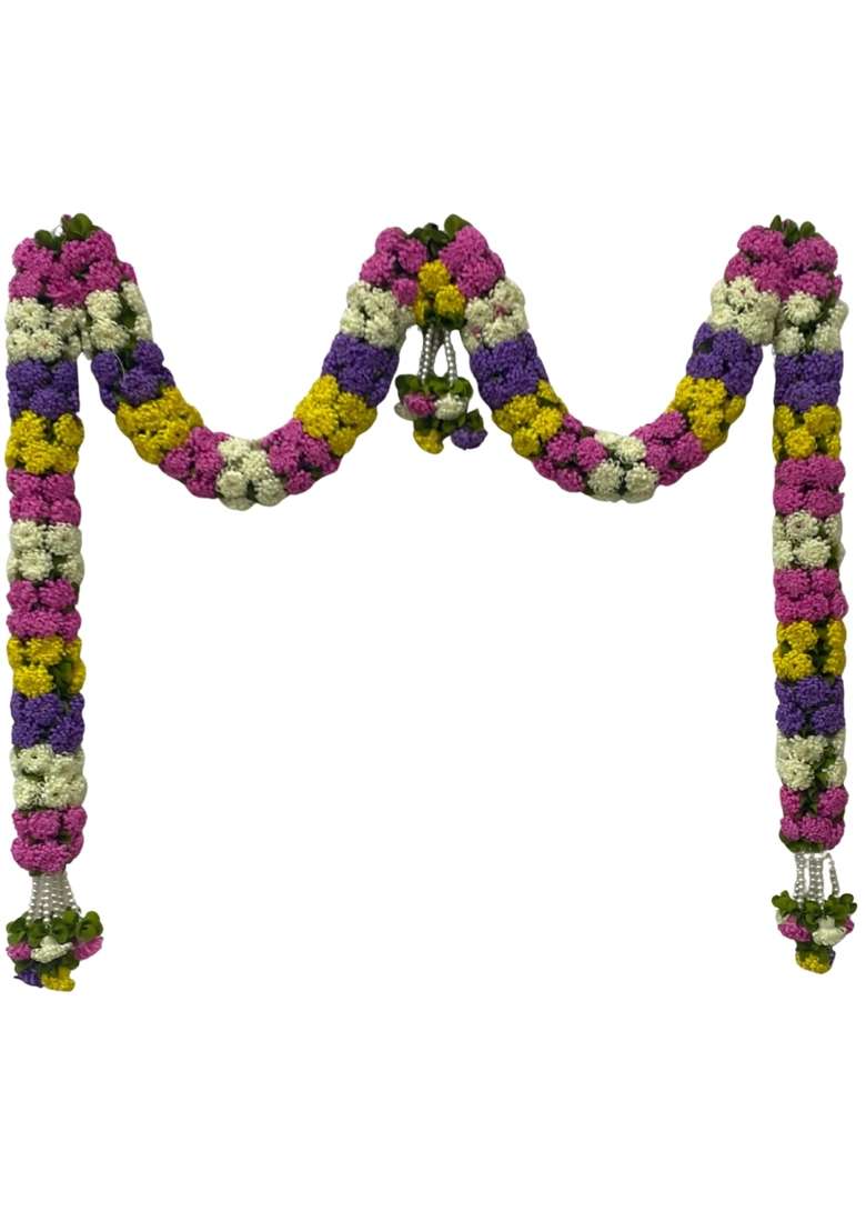 Daedal Crafters Cream and Pink Hanging Artificial Flower Toran for Main Door Entrance - Indya