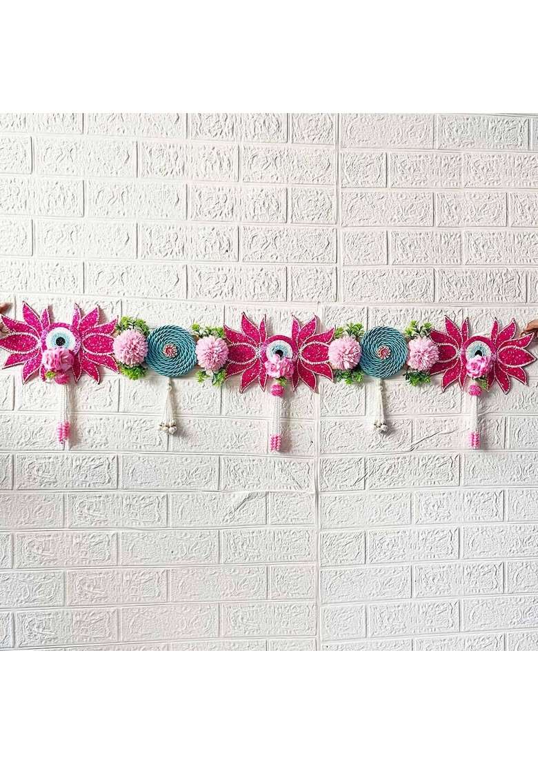 Craft Shop India Flower Toran for Door Wall Hanging Bandhanwar with Beads and Roses Diwali and Festival Decor - Indya