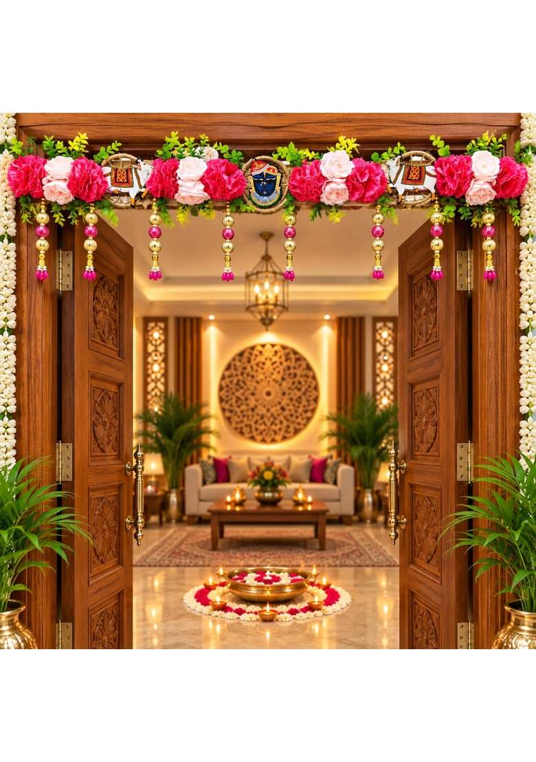 Craft Shop India Shrinathji Cow Floral Toran Bandhanwar for Door Entrance and Temple - Indya