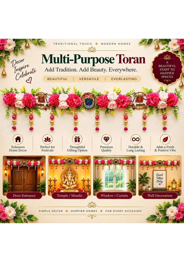 Craft Shop India Shrinathji Cow Floral Toran Bandhanwar for Door Entrance and Temple - Indya