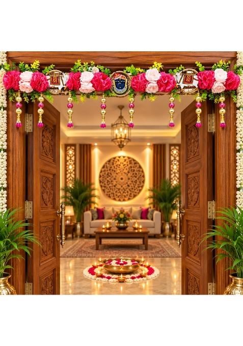 Craft Shop India Shrinathji Cow Floral Toran Bandhanwar for Door Entrance and Temple