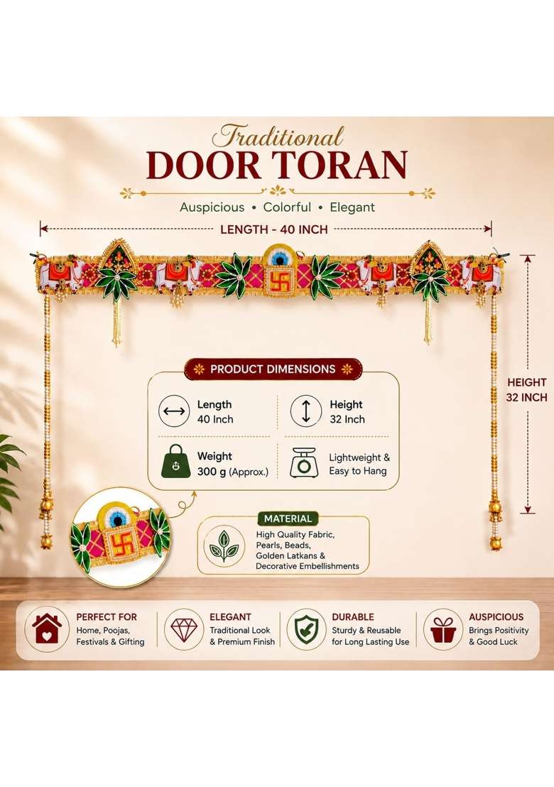 Craftvatika Multicolour Toran Bandarwal for Main Door Entrance - Indya