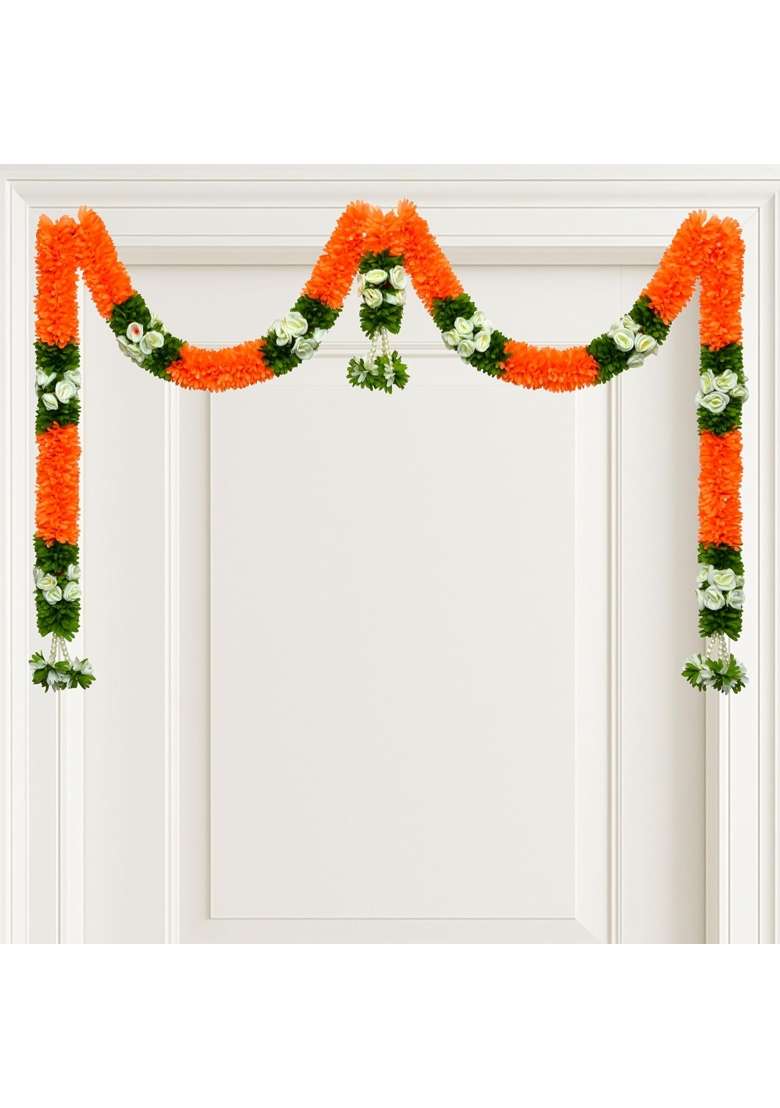 Daedal Crafters Rajinigandha Beige Doorway Toran for Main Door Entrance - Indya
