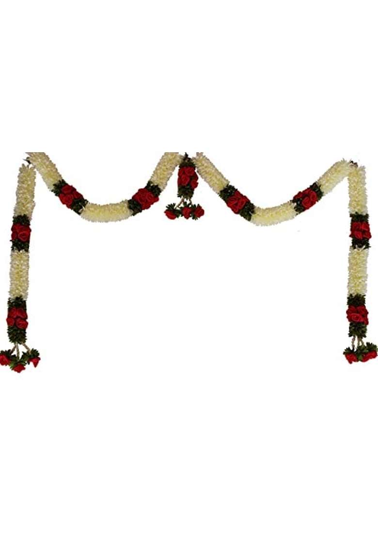 Daedal Crafters Rajinigandha Cream Doorway Toran for Main Door Entrance - Indya