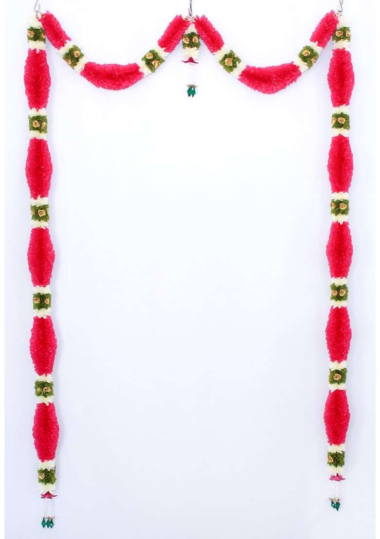 Daedal Crafters Dhamuru Dark Pink Doorway Flower Toran for Main Door Entrance - Indya