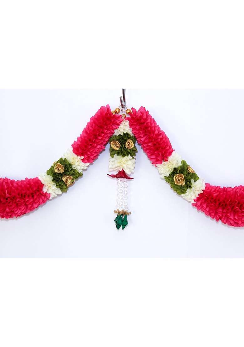 Daedal Crafters Dhamuru Dark Pink Doorway Flower Toran for Main Door Entrance - Indya