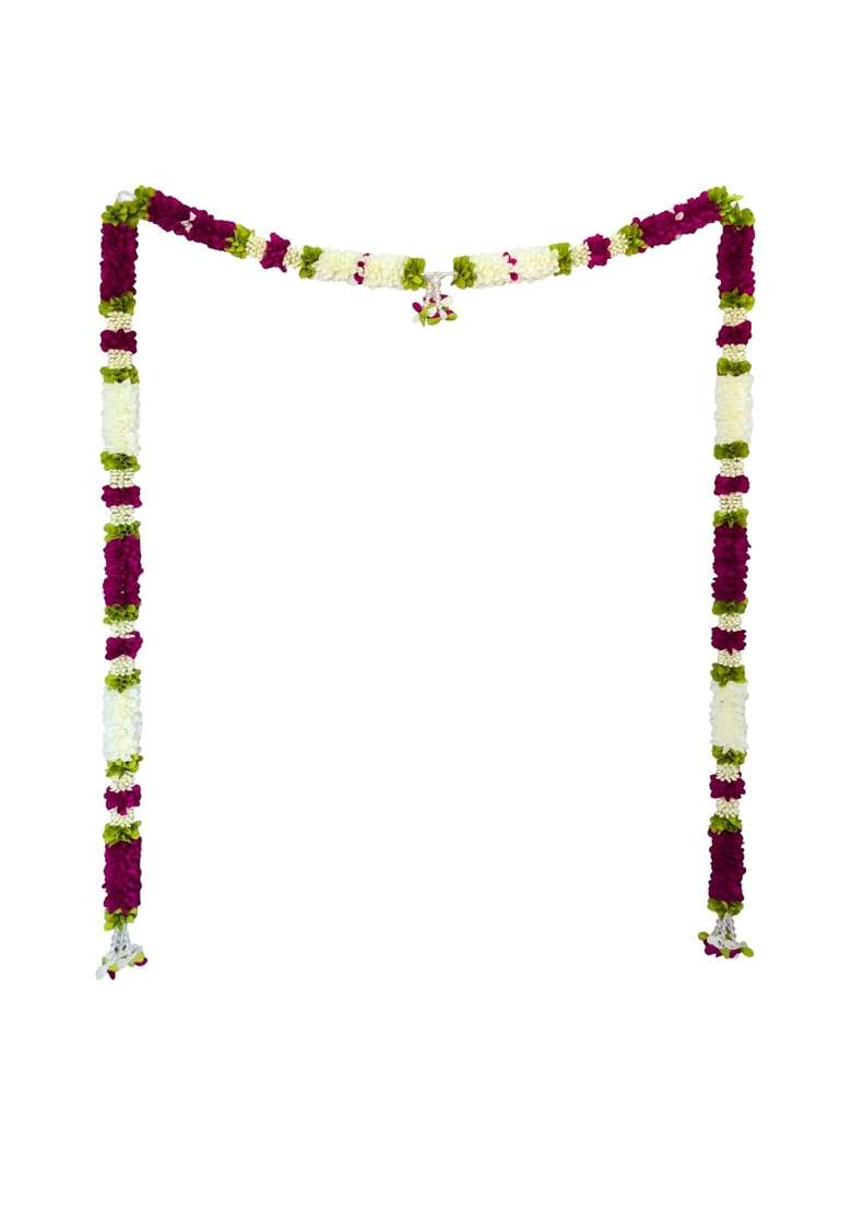 Artificial Flower Toran Magenta White Door Garland 41x52 - Indya