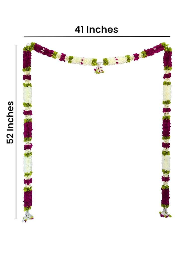 Artificial Flower Toran Magenta White Door Garland 41x52 - Indya