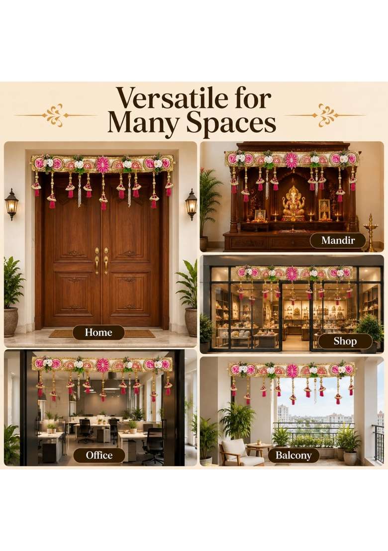 Kaameri Bazaar Multicolour Festive Toran for Main Door Decorative Bandhanwar Door Hanging with Artificial - Indya