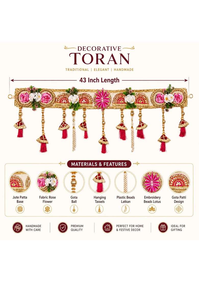 Kaameri Bazaar Multicolour Festive Toran for Main Door Decorative Bandhanwar Door Hanging with Artificial - Indya