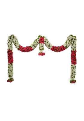Daedal Crafters Artificial White and Pink Door Set Doorway Flower Toran for Main Door Entrance