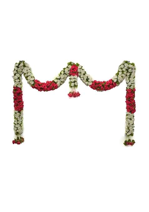 Daedal Crafters Artificial White and Pink Door Set Doorway Flower Toran for Main Door Entrance