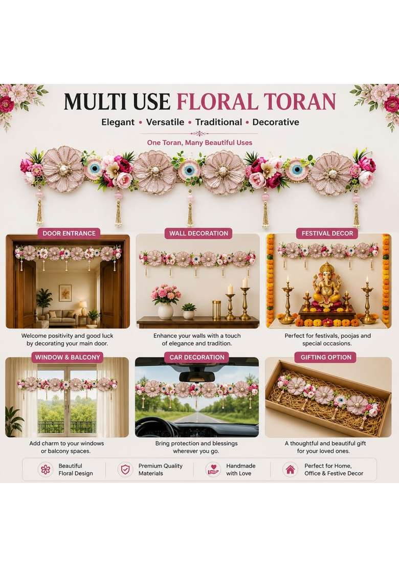 Adikala Multicolor Toran Bandhanwar for Door Entrance Temple Door - Indya