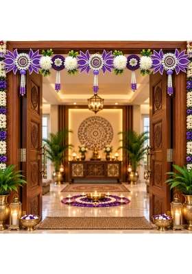 Craft Shop India Floral Purple Lotus Toran for Main Door and Mandir