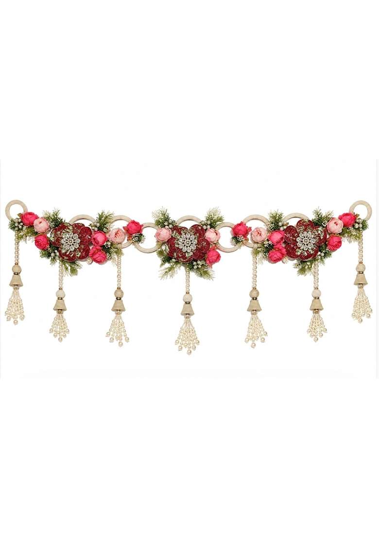 Multicolour Diwali Bandhanwar Toran Floral Pearl Door Hanging Decoration - Indya