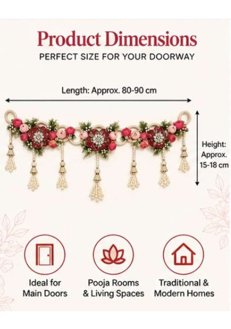 Multicolour Diwali Bandhanwar Toran Floral Pearl Door Hanging Decoration - Indya