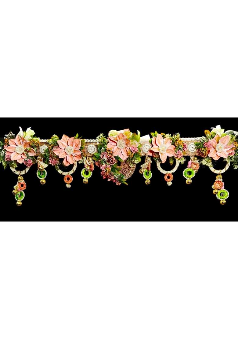 Bankim Multicolor Large Decorative Door Toran Bandhanwar with Fabric Flowers and Plastic for Home Entrance - Indya
