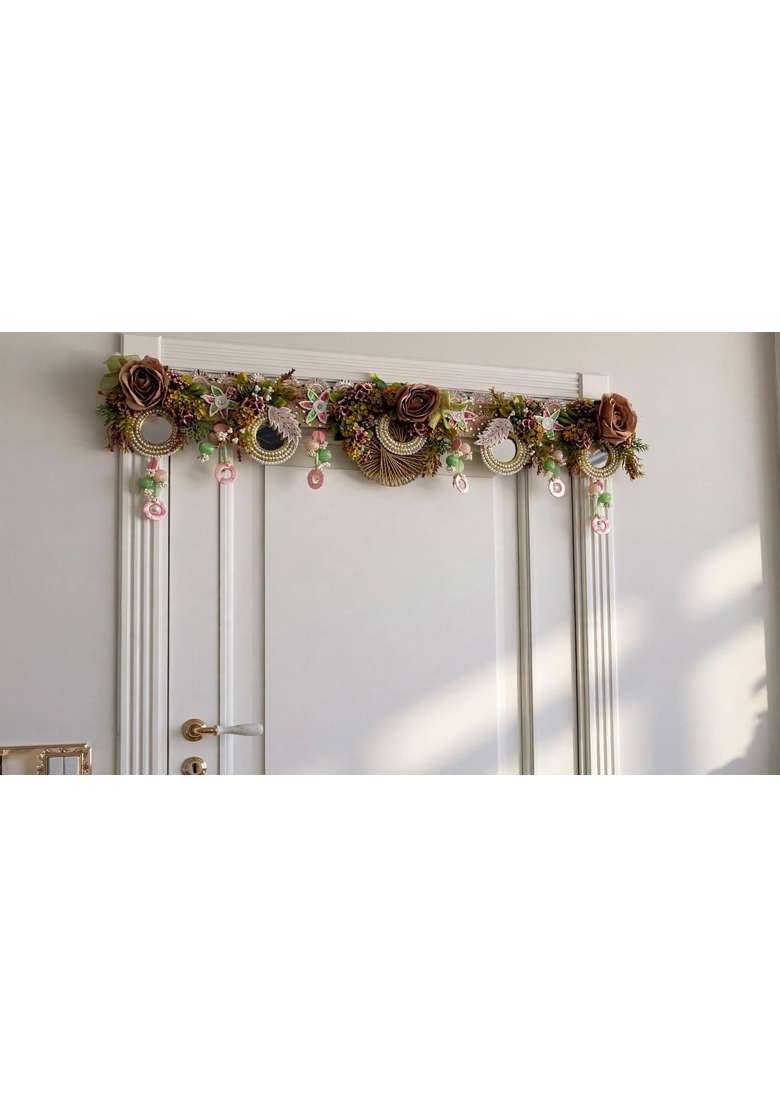 Bankim Multicolor Large Decorative Door Toran Bandhanwar with Jute Plastic Flowers and Metal for Home Entrance - Indya