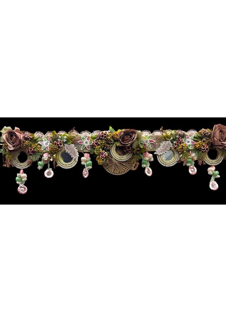 Bankim Multicolor Large Decorative Door Toran Bandhanwar with Jute Plastic Flowers and Metal for Home Entrance - Indya