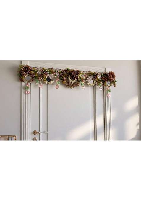 Bankim Multicolor Large Decorative Door Toran Bandhanwar with Jute Plastic Flowers and Metal for Home Entrance