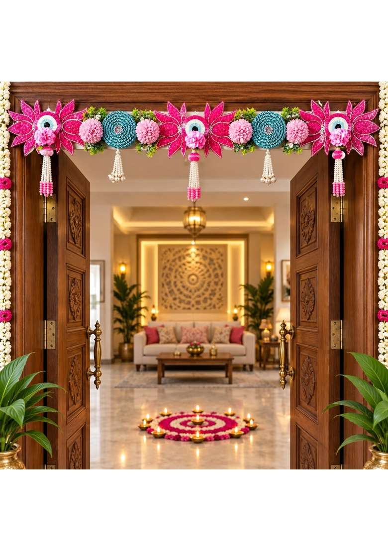 Craft Shop India Rani Evil Eye Lotus Toran Bandhanwar for Door Entrance and Temple - Indya