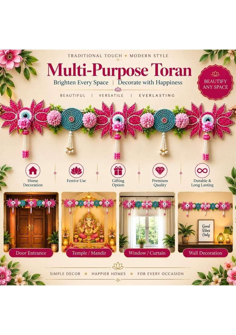 Craft Shop India Rani Evil Eye Lotus Toran Bandhanwar for Door Entrance and Temple - Indya