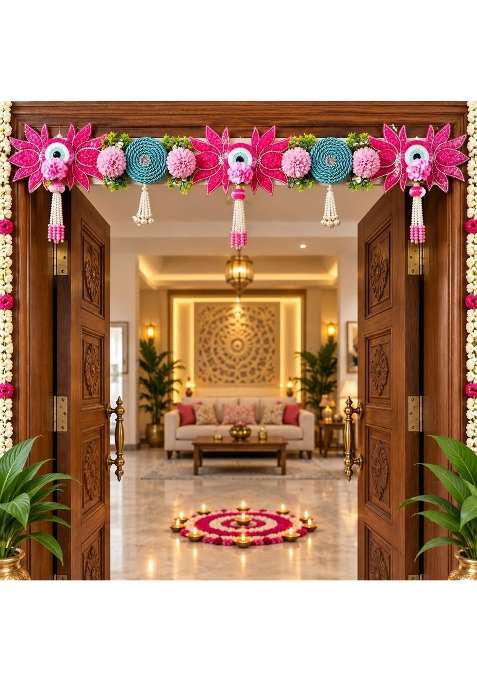 Craft Shop India Rani Evil Eye Lotus Toran Bandhanwar for Door Entrance and Temple