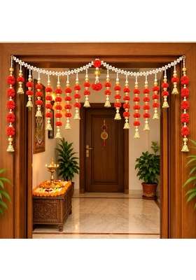 Lily Tara Orange Marigold Premium Toran for Door Artificial Fabric Flower Bandhanwar