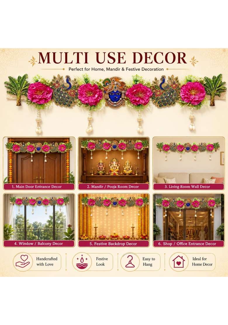 Adikala Multicolor Toran Bandhanwar for Door Entrance Temple Door - Indya