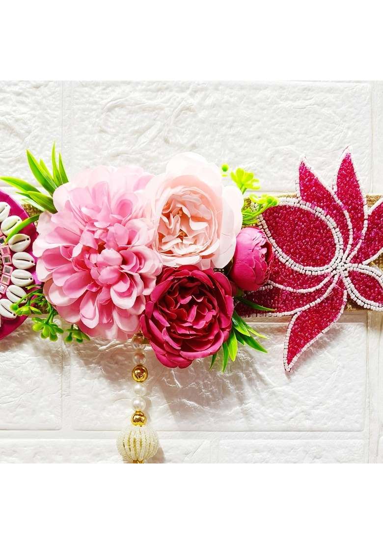Craft Shop India Flower Toran for Door Wall Hanging Bandhanwar with Beads and Roses Diwali and Festival Decor - Indya