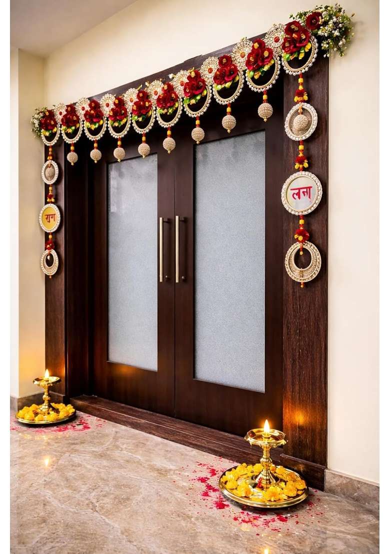 Sellplus Handmade Bandhanwar Multicolor Artificial Floral Decorations Pack of 1 - Indya