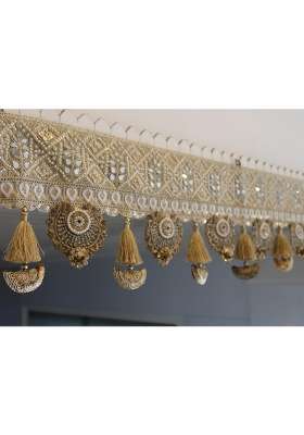 Beyond Gifts Gold Traditional Zardozi Motif Toran 39 Inch Bandhanwar for Main Door