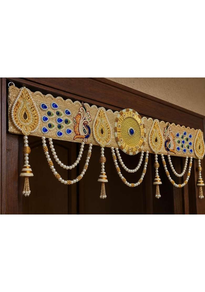 Reptum Decor Multicolour Handmade Peacock Pearl Toran Bandhanwar for Main Door Entrance - Indya