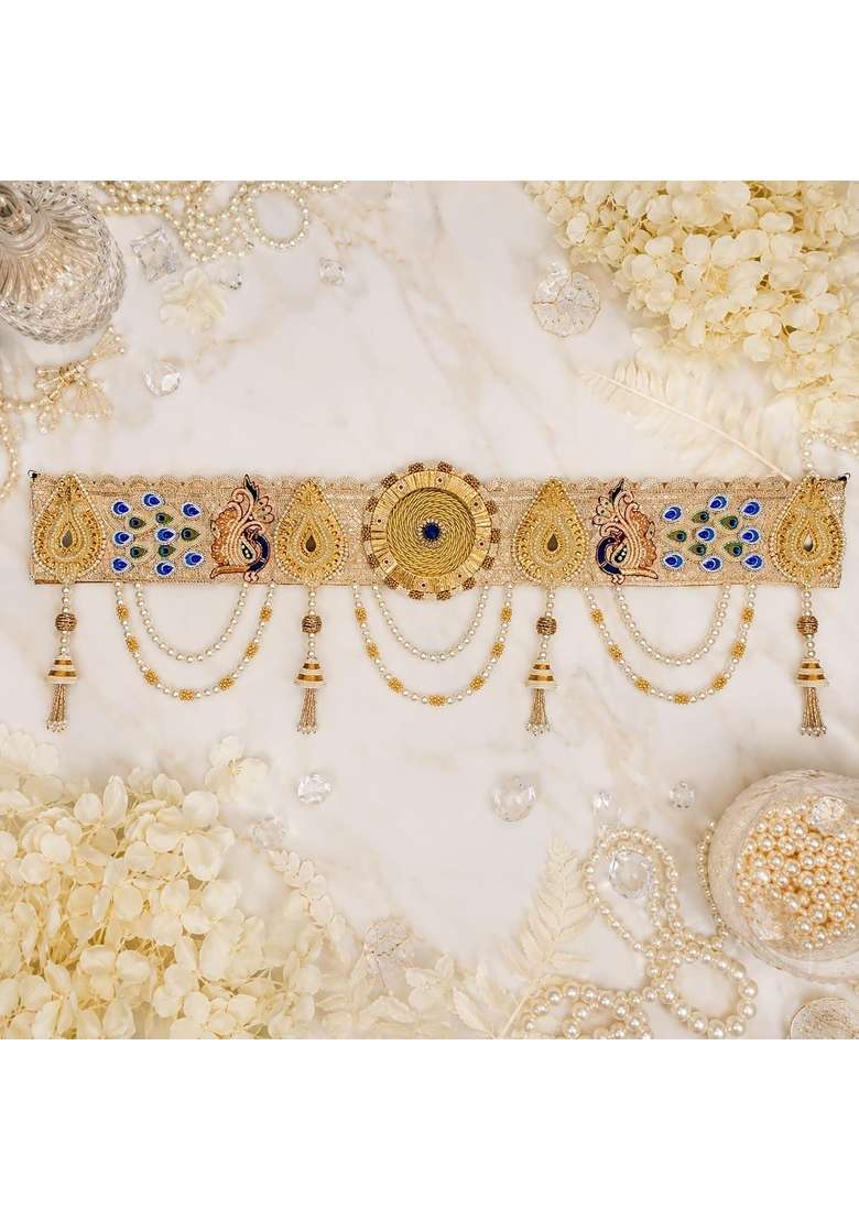 Reptum Decor Multicolour Handmade Peacock Pearl Toran Bandhanwar for Main Door Entrance - Indya