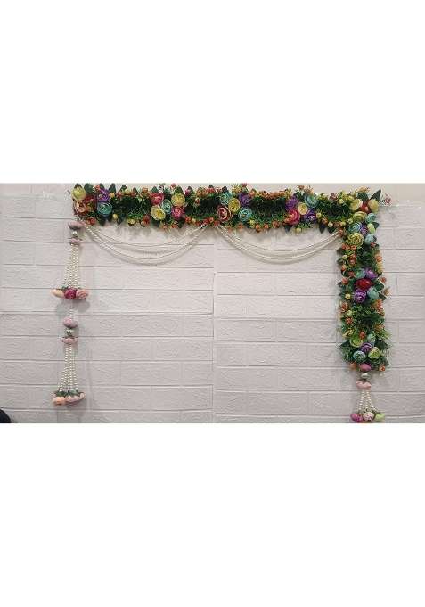 Sellplus Multicolored Beautiful Artifical Flower and Leaf and Beads India Door Hanging Decorative Toran