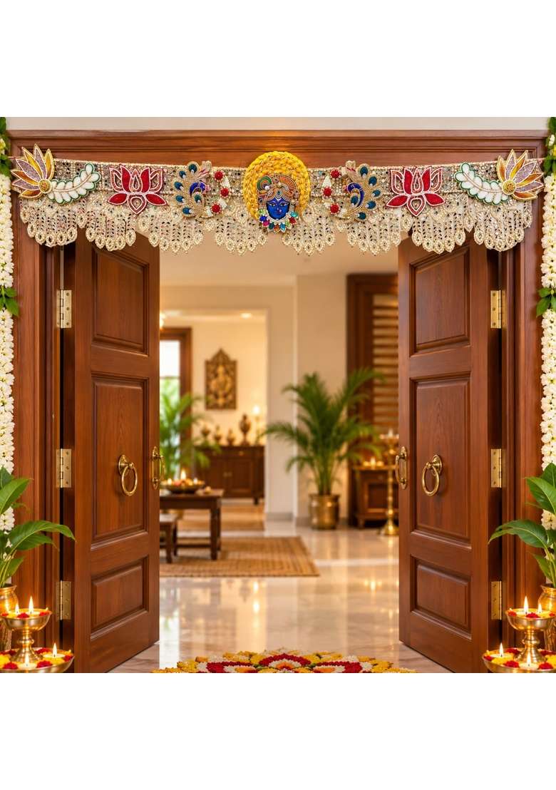 Craft Shop India Shreenathji Lotus Lace Toran Bandhanwar for Door Entrance and Temple - Indya
