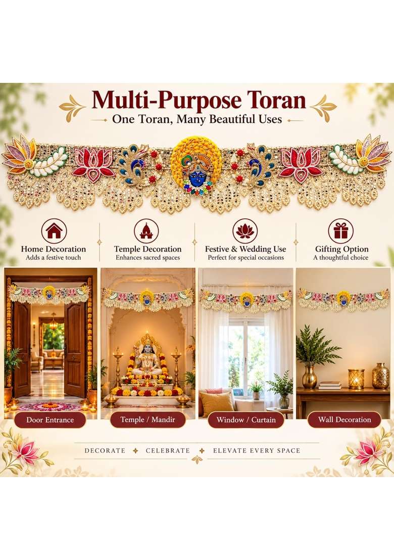 Craft Shop India Shreenathji Lotus Lace Toran Bandhanwar for Door Entrance and Temple - Indya