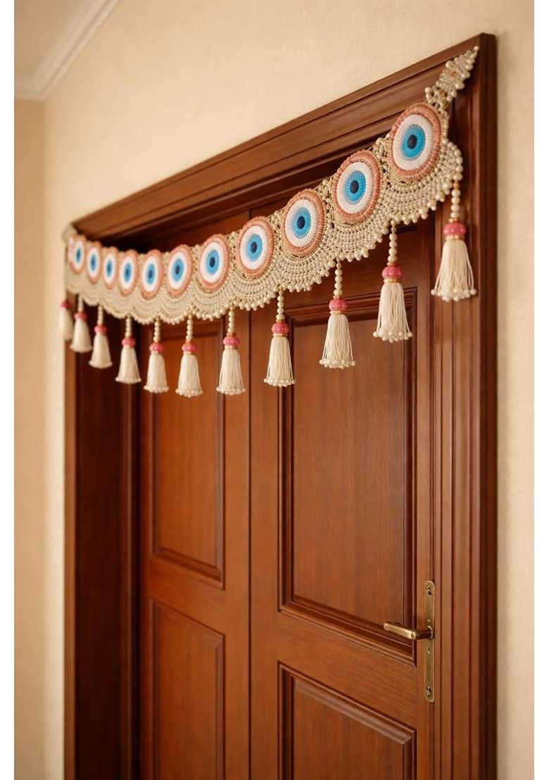 Sellplus Handcrafted Evil Eye Beaded Patch Protection Beads Latkan Decorative Bandhanwar for Main Pack of 1 - Indya