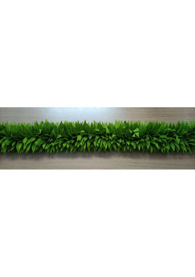 Flowers Park White Artificial Mango Leaves Door Toran 1 Meter Polyester Cloth with Beads - Indya