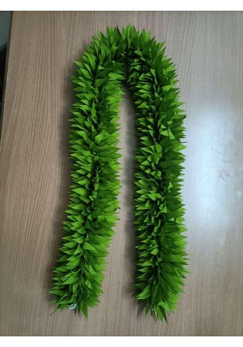 Flowers Park White Artificial Mango Leaves Door Toran 1 Meter Polyester Cloth with Beads