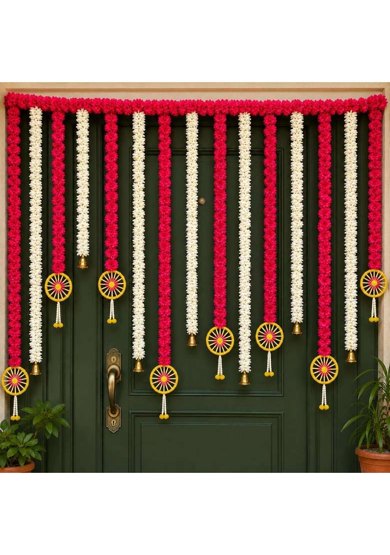 Sellplus Handmade Bandhanwar Decorative Traditional Handmade Bandhanwar Door Hanging with Beads Pack of 1 - Indya