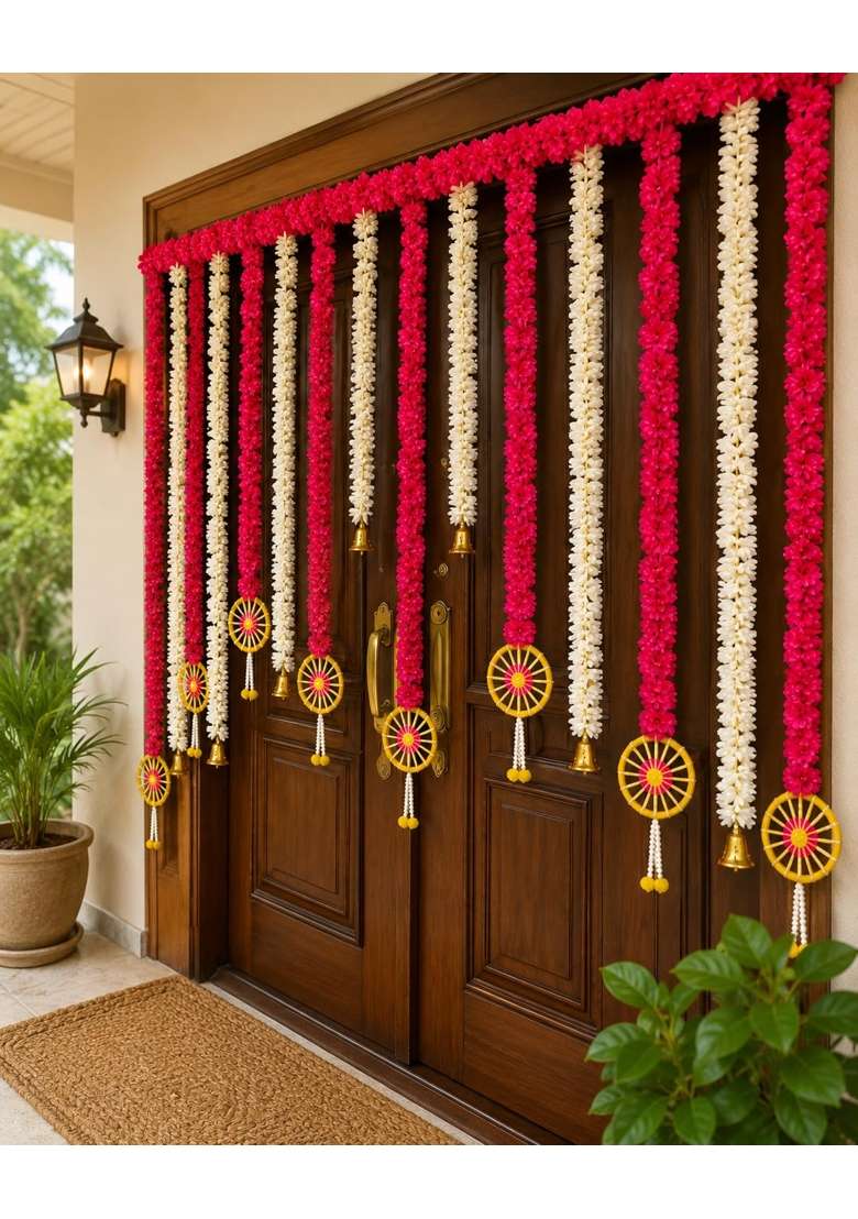 Sellplus Handmade Bandhanwar Decorative Traditional Handmade Bandhanwar Door Hanging with Beads Pack of 1 - Indya