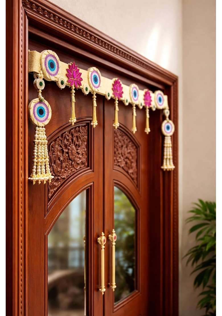 Sellplus Handmade Bandhanwar Decorative Bandhanwar Toran with Beads and Tassels Pack of 1 - Indya