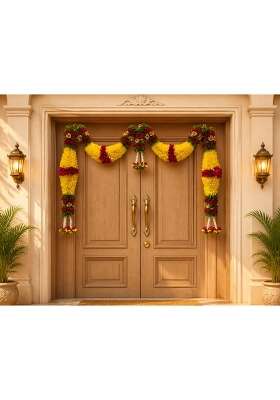 Amazon Brand UMI Yellow and Dark Pink Hanging Artificial Flower Toran for Main Door Entrance