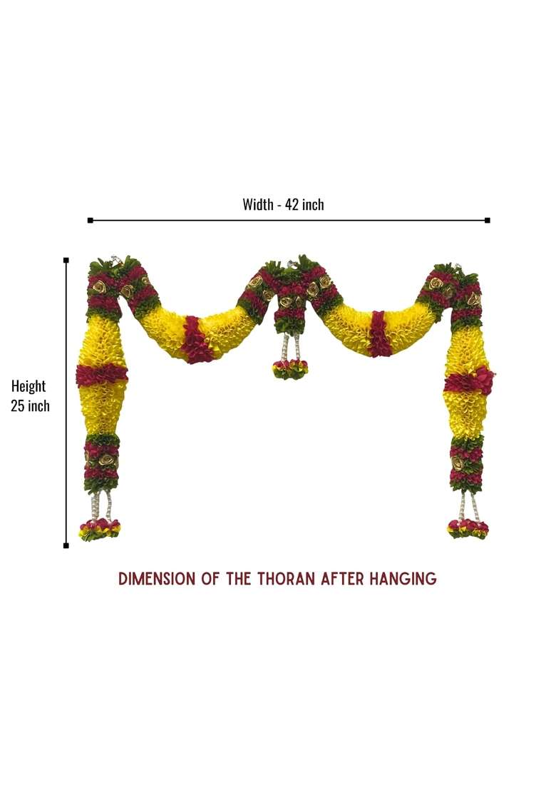Amazon Brand UMI Yellow and Dark Pink Hanging Artificial Flower Toran for Main Door Entrance - Indya