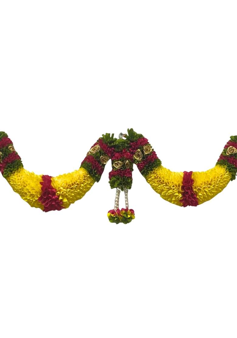 Amazon Brand UMI Yellow and Dark Pink Hanging Artificial Flower Toran for Main Door Entrance - Indya