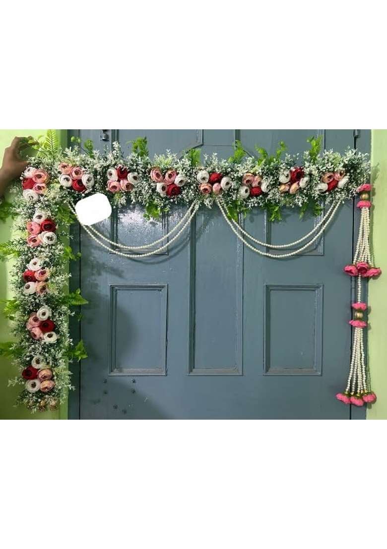 Multicolour Nutts Handmade Peony Leaf Flower Toran Garlands Handmade Bandhanwar Handmade Bandhanwar for Home - Indya