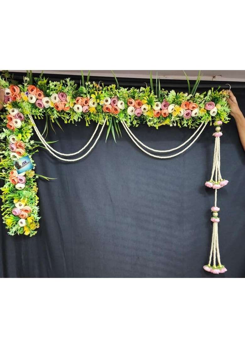 Multicolour Nutts Handmade Peony Leaf Flower Toran Garlands Handmade Bandhanwar Handmade Bandhanwar for Home - Indya