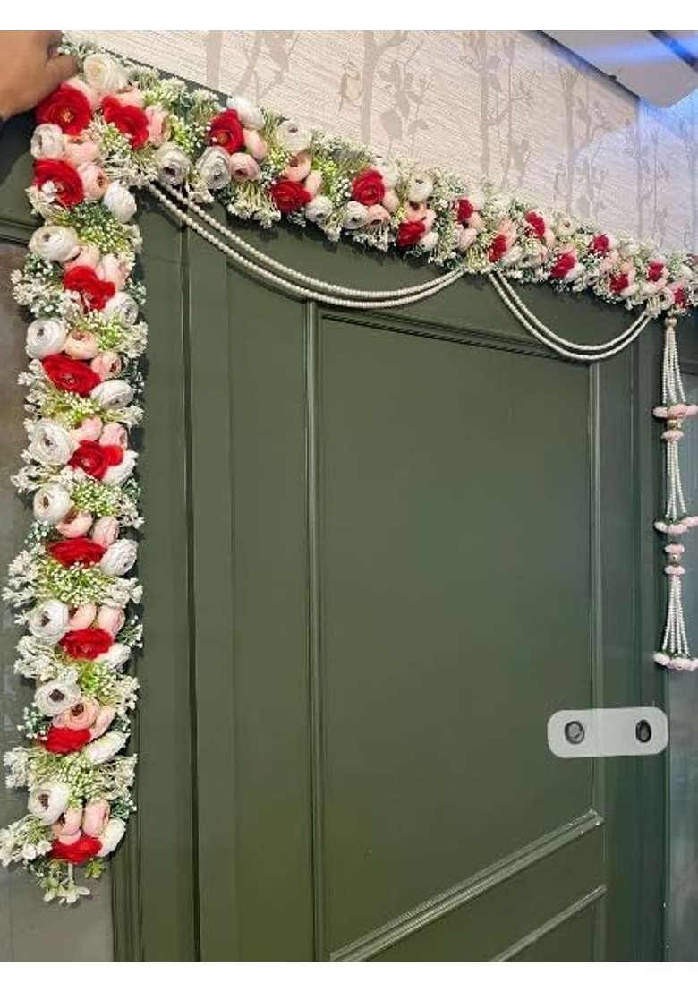 Multicolour Nutts Handmade Peony Leaf Flower Toran Garlands Handmade Bandhanwar Handmade Bandhanwar for Home - Indya