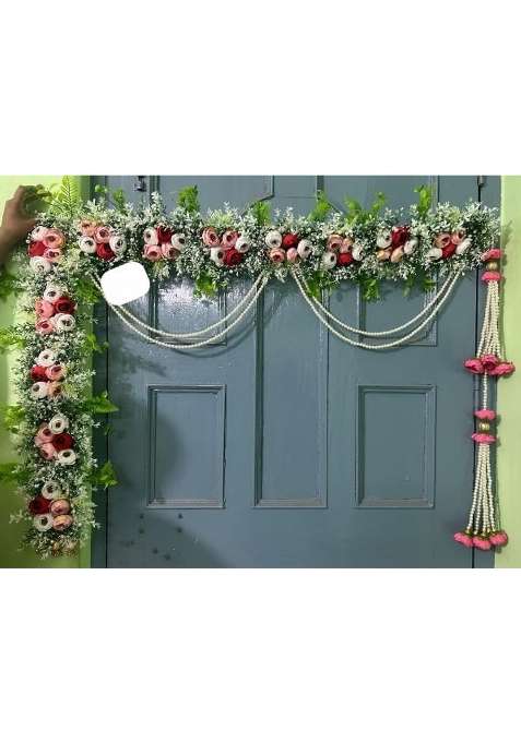 Multicolour Nutts Handmade Peony Leaf Flower Toran Garlands Handmade Bandhanwar Handmade Bandhanwar for Home